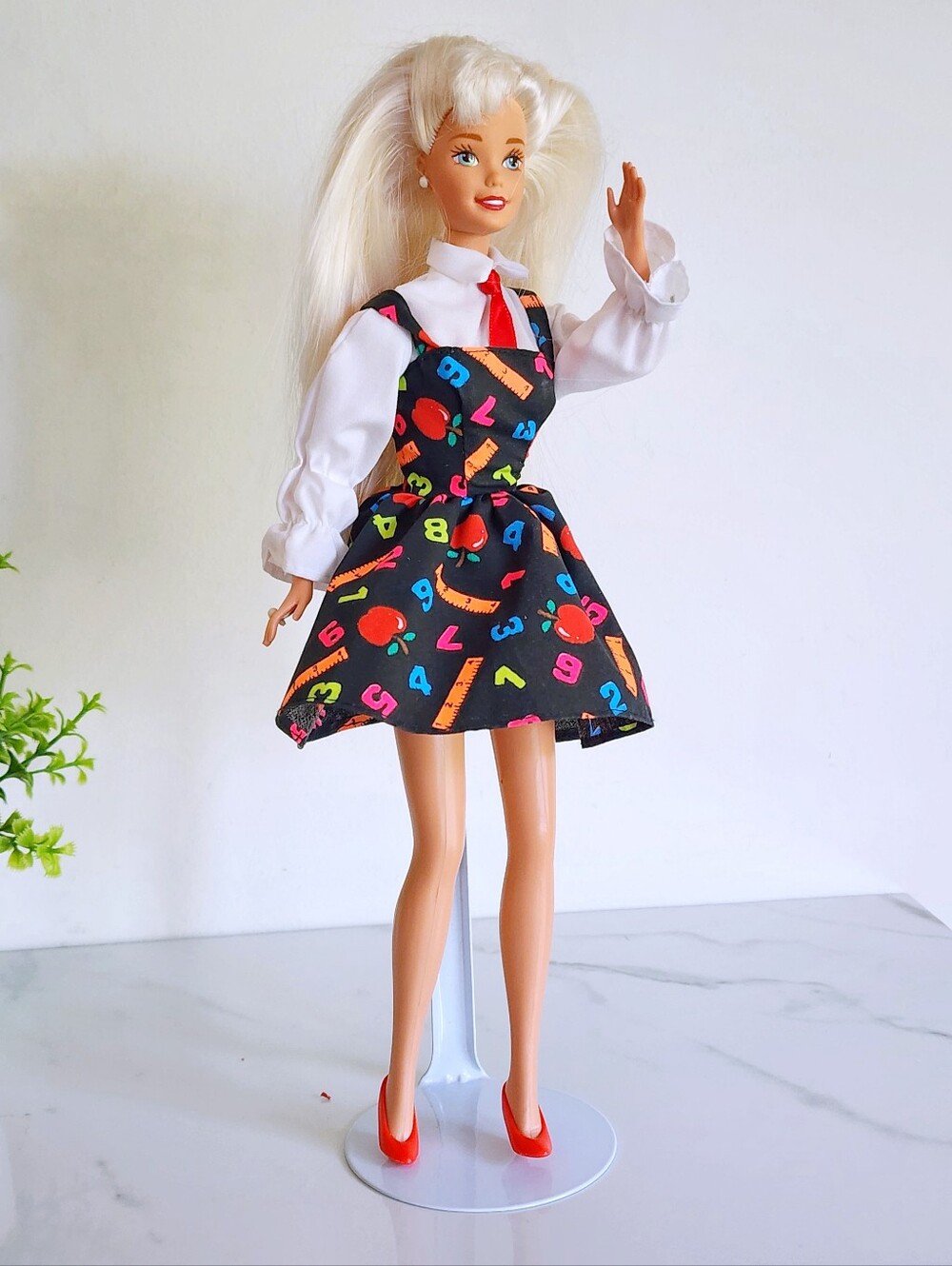 🍎 Barbie Teacher Doll 12" Blonde Mattel 1966 School Outfit Red Heels Fashion
